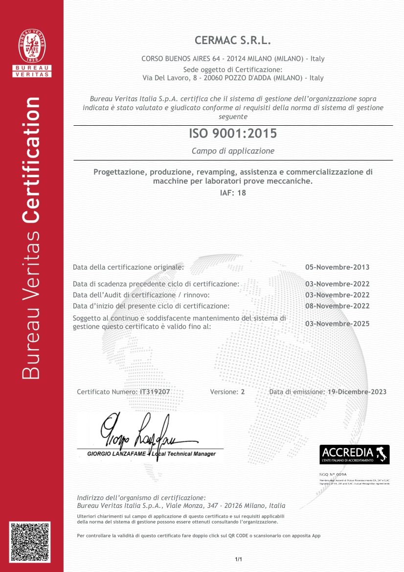 Certificate IT319207 CERMAC SRL 9001
